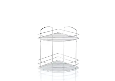 Rohová koupelnová police, chrom, 31 x 32,5 cm 